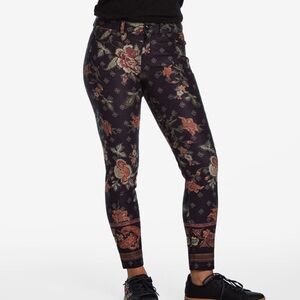 Desigual Paisley Stretch Ankle Grazers Jeans Size 40 Pockets Dark Floral Pants